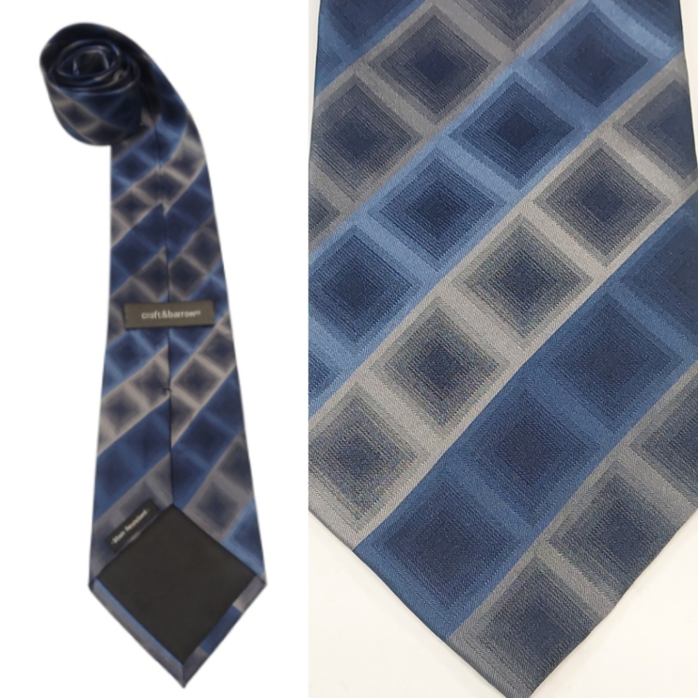 Croft & Barrow Geometric Blue and Gray Tie